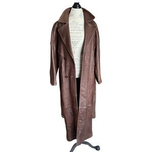 Vintage Y2K Brown Leather Long Coat